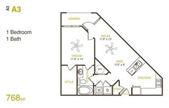 A3 - One Bedroom, One Bathroom 08-8204 floor plan